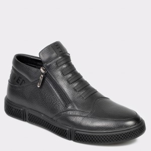 Pantofi OTTER negri, D42661, din piele naturala