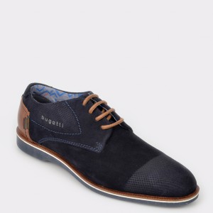 Pantofi BUGATTI bleumarin, 64702, din piele intoarsa