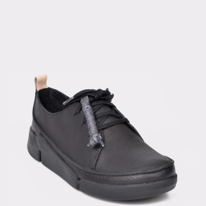 Pantofi CLARKS negri, Triclar, din piele naturala