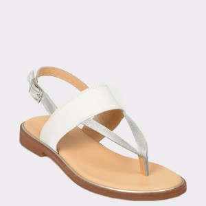 Sandale CLARKS albe, Elliopa, din piele naturala