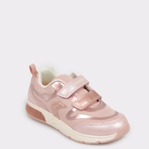 Pantofi sport, pentru copii, GEOX roz, J928Vc, din piele ecologica