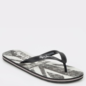 Slapi PEPE JEANS negri, Ms70075, din PVC