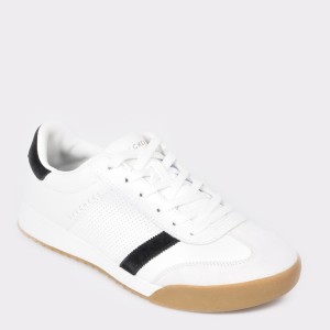 Pantofi sport SKECHERS albi, 52321, din piele naturala