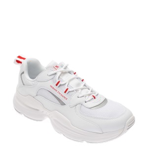 Pantofi sport ARMANI EXCHANGE albi, XUX050, din piele ecologica