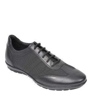 Pantofi sport GEOX negri, U74A5B, din piele naturala si material textil