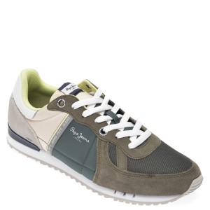 Pantofi sport PEPE JEANS kaki, MS30612, din material textil si piele intoarsa
