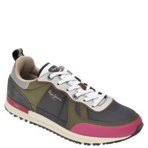 Pantofi sport PEPE JEANS kaki, MS30622, din material textil si piele ecologica