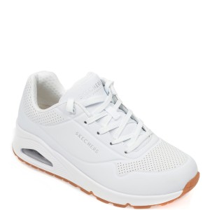 Pantofi sport SKECHERS albi, 73690, din piele ecologica