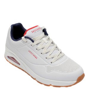 Pantofi sport SKECHERS albi, Uno Stand On Air, din piele ecologica