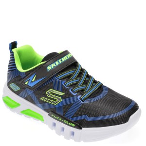 Pantofi sport SKECHERS negri, Flex-Glow, din material textil si piele ecologica