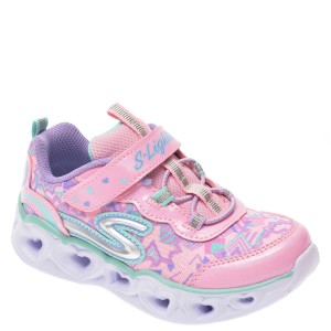 Pantofi sport SKECHERS roz, Heart Lights, din material textil si piele ecologica