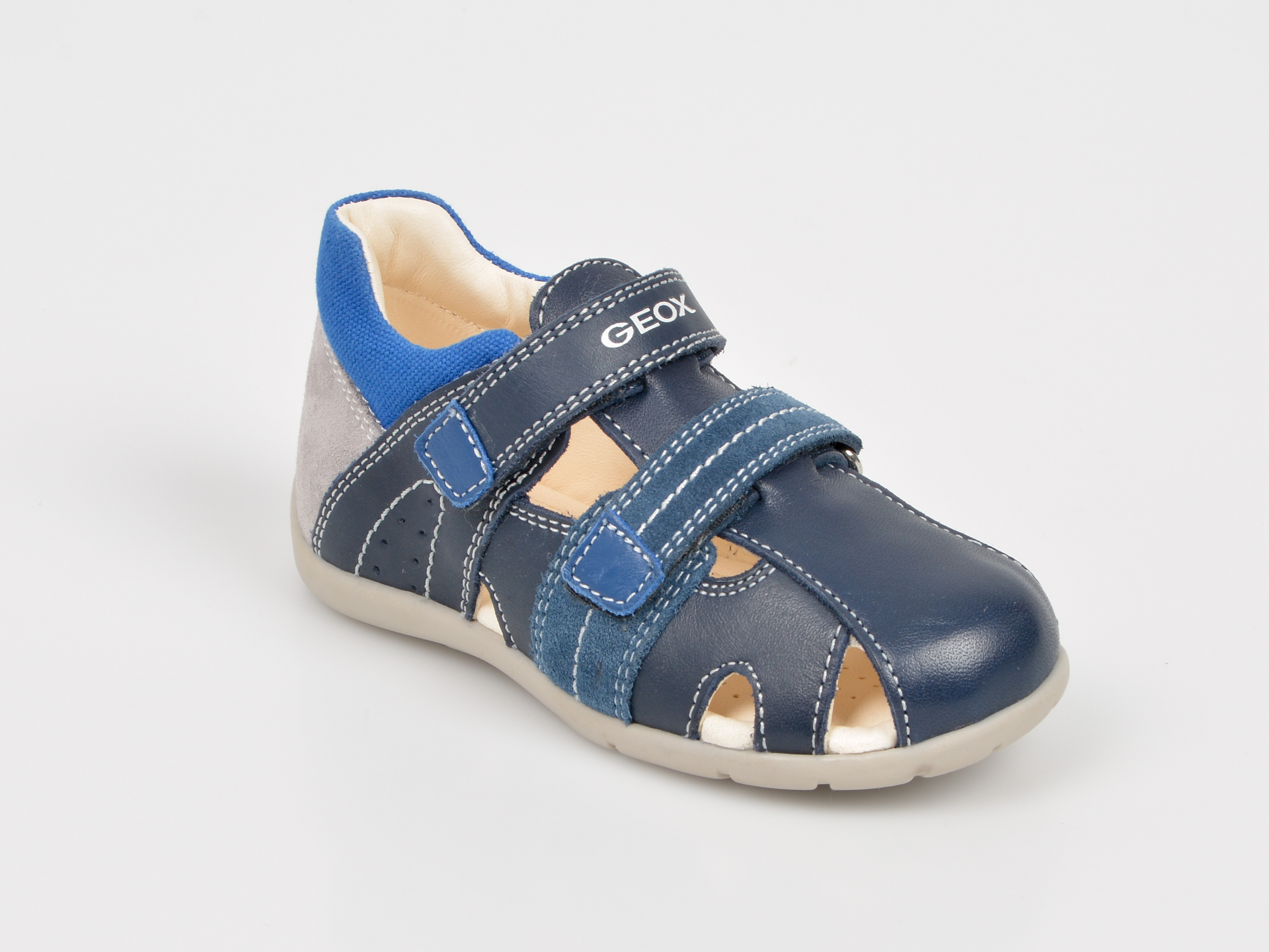 Pantofi sport, pentru copii, GEOX bleumarin, B9250B, din piele ecologica