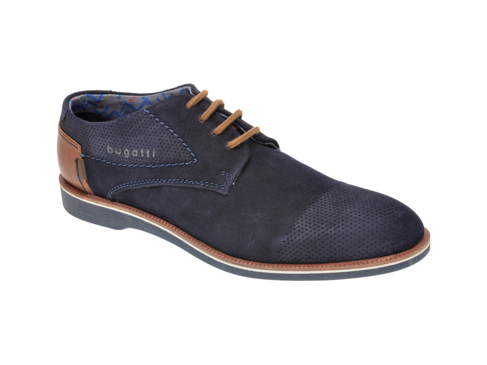 Pantofi BUGATTI bleumarin, 64702, din piele intoarsa