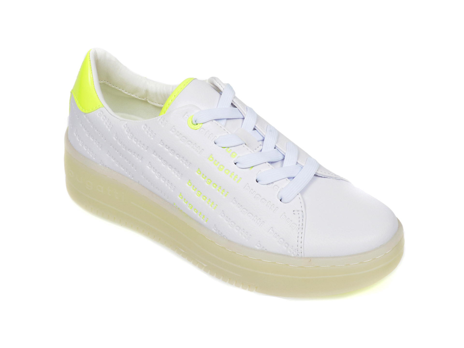 Pantofi sport BUGATTI albi, 86601, din piele ecologica