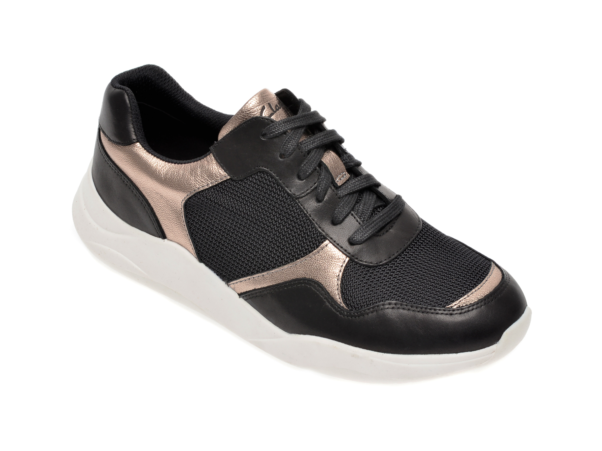 Pantofi sport CLARKS negri, Sift Lace, din material textil si piele naturala