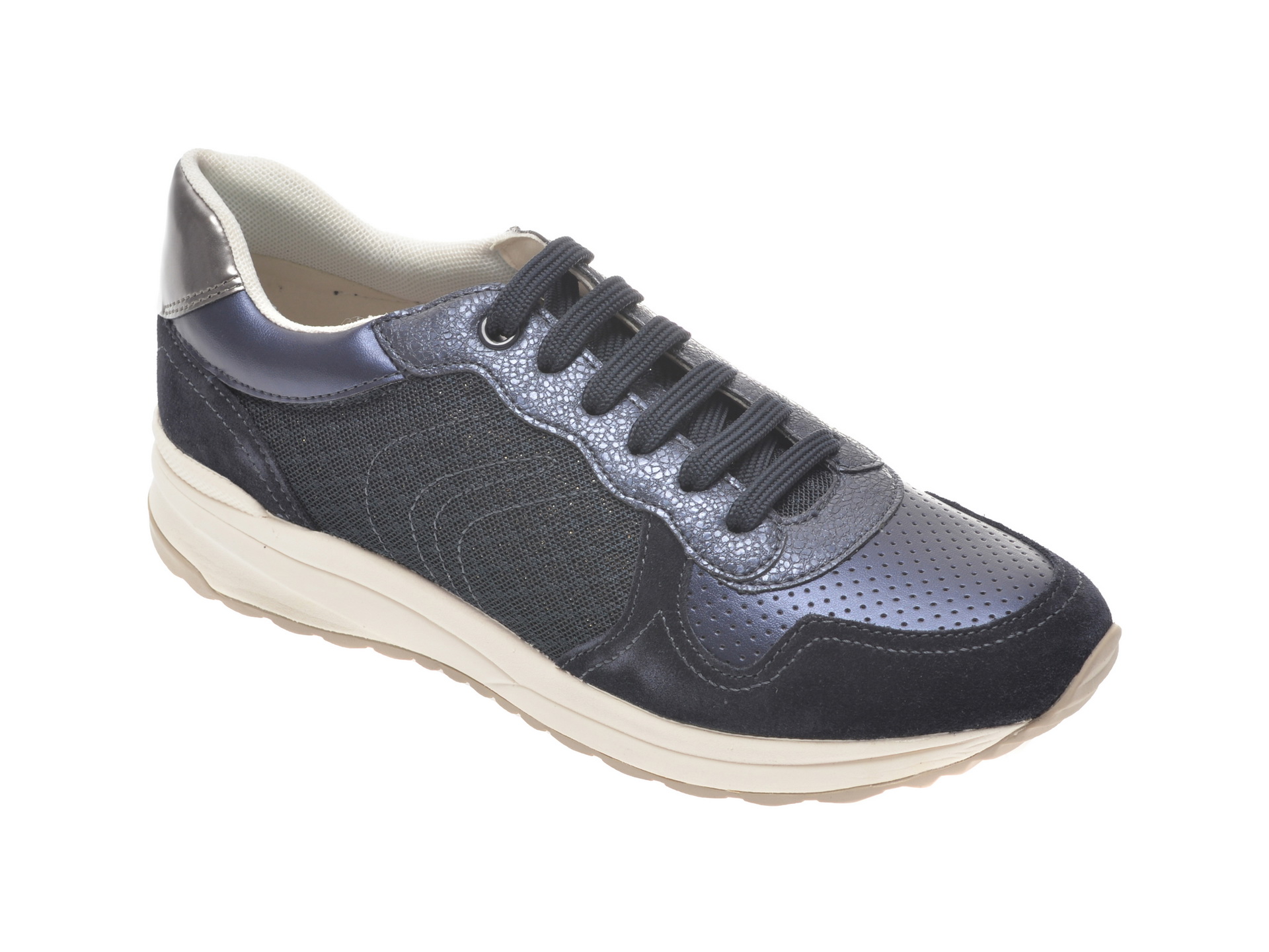 Pantofi sport GEOX bleumarin, D022SA, din material textil si piele naturala