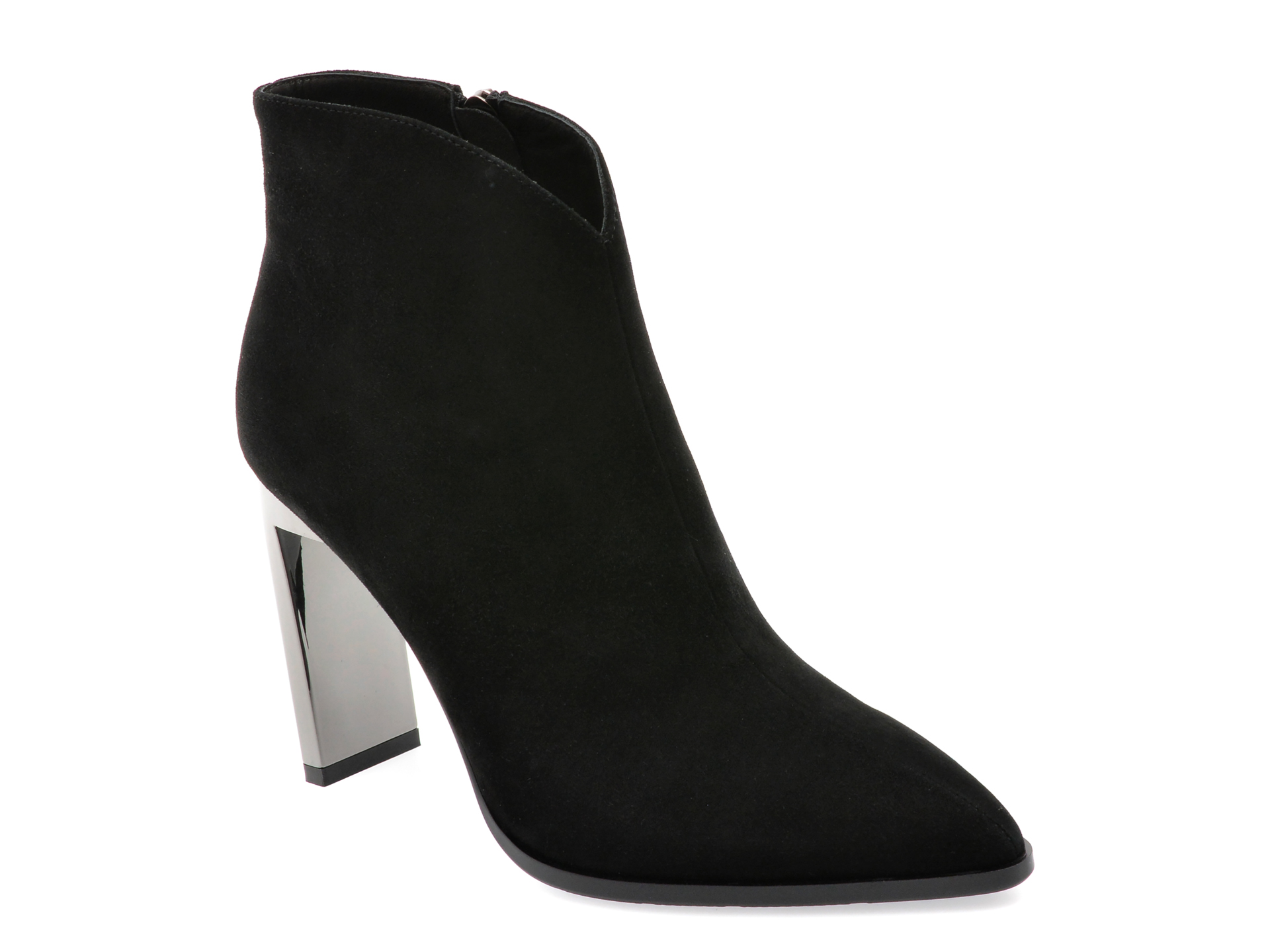 Botine elegante EPICA negre, E136, din piele intoarsa