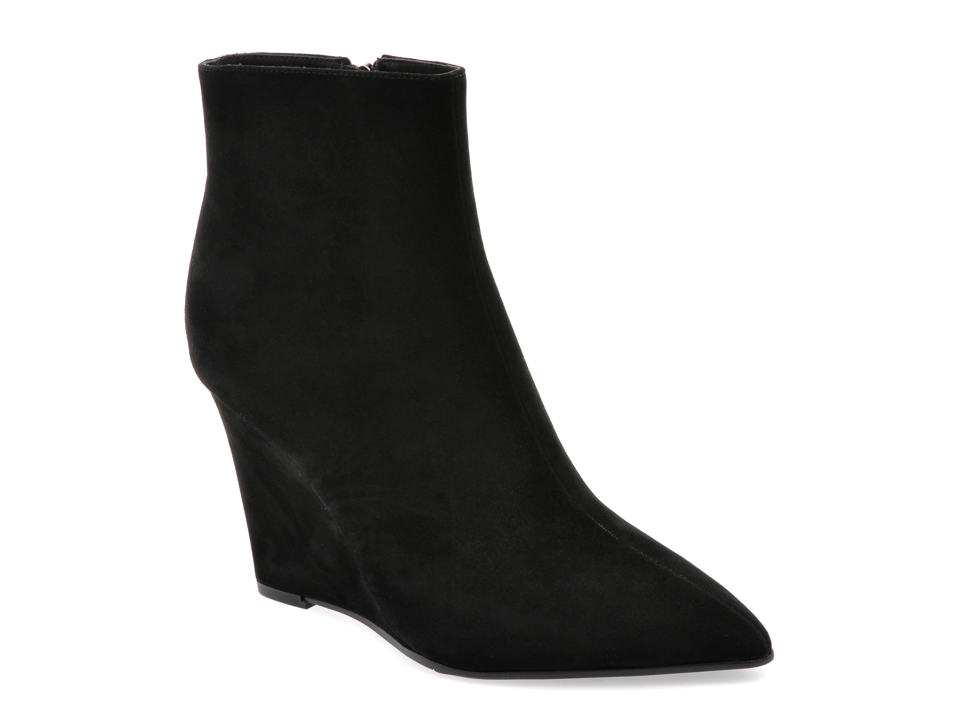 Botine elegante EPICA negre, E22370, din piele intoarsa