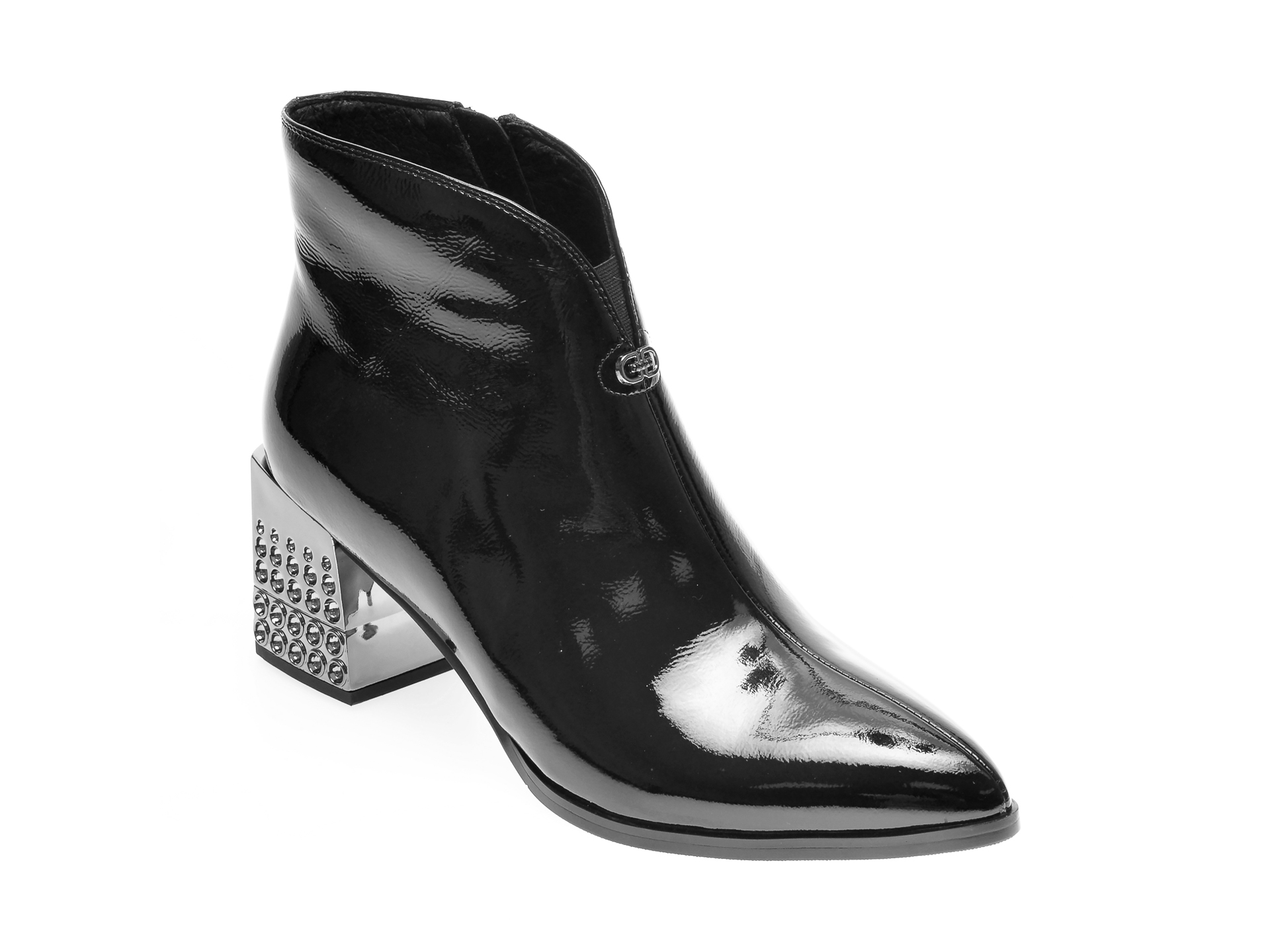 Botine FLAVIA PASSINI negre, S049020, din piele naturala lacuita