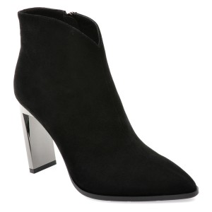 Botine elegante EPICA negre, E136, din piele intoarsa, dama