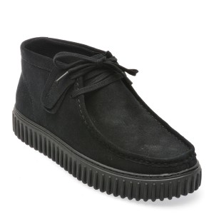 Ghete casual CLARKS negre, TORHHI, din piele intoarsa, barbat