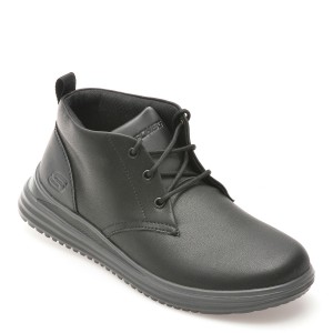 Ghete casual SKECHERS negre, 204670, din piele naturala, barbat