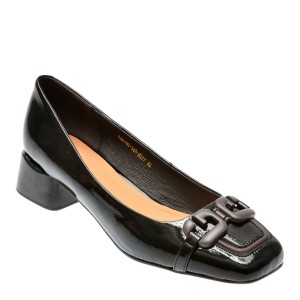 Pantofi casual EPICA negri, 19050D, din piele naturala lacuita, dama
