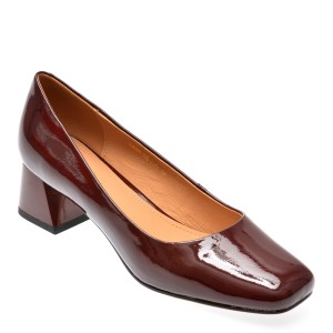 Pantofi casual EPICA rosii, 09830D, din piele naturala lacuita, dama