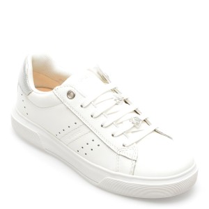 Pantofi casual GEOX albi, J45GCB, din piele naturala, fetita