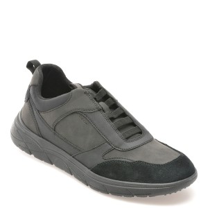 Pantofi casual GEOX negri, U46E1B, din piele ecologica, barbat