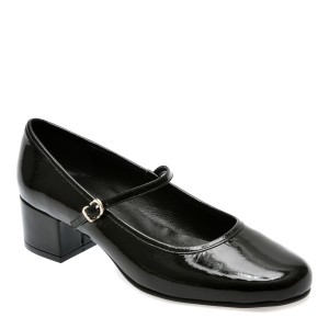 Pantofi casual IMAGE negri, 260900, din piele naturala lacuita, dama