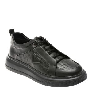 Pantofi casual OTTER negri, 30301, din piele naturala, barbat