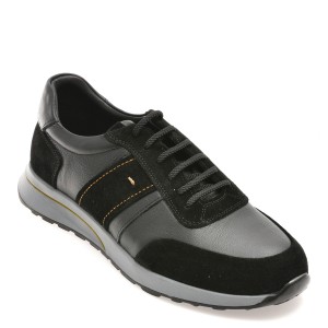 Pantofi casual OTTER negri, 6541, din piele naturala, barbat