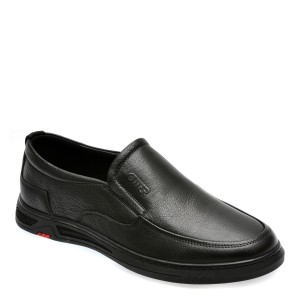 Pantofi casual OTTER negri, L24001, din piele naturala, barbat