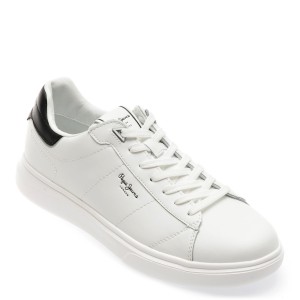 Pantofi casual PEPE JEANS albi, MS30981, din piele naturala, barbat