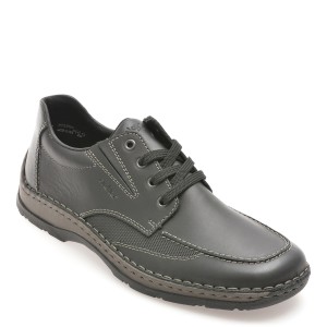 Pantofi casual RIEKER negri, 5315, din piele naturala, barbat