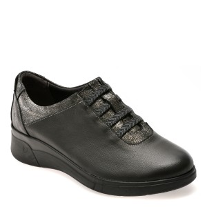 Pantofi casual SUAVE negri, 19005, din piele naturala, dama