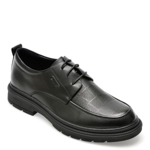 Pantofi OTTER negri, E630008, din piele naturala, barbat