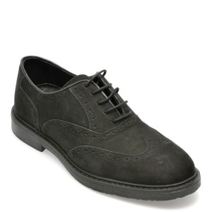 Pantofi OTTER negri, EF88, din nabuc, barbat