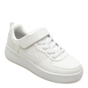Pantofi SKECHERS albi, SPORT COURT 92, din piele ecologica, baiat