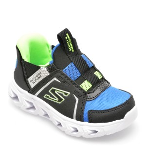 Pantofi SKECHERS negri, HYPNO-FLASH 2.0, din piele ecologica, baiat