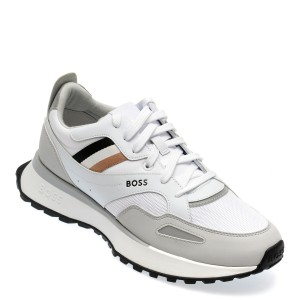 Pantofi sport BOSS albi, 8280, din piele ecologica, barbat