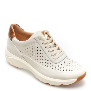 Pantofi sport CLARKS albi, TIVOLI GRACE, din piele naturala, dama