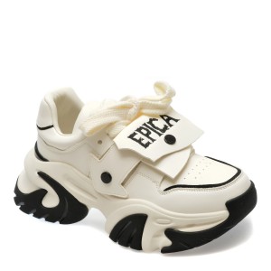 Pantofi sport EPICA alb-negru, 186522, din piele naturala, dama