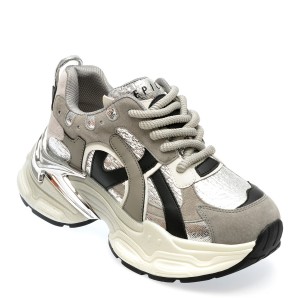 Pantofi sport EPICA argintii, 20262, din material textil, dama