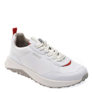 Pantofi sport HUGO albi, 7265, din material textil si piele ecologica, barbat
