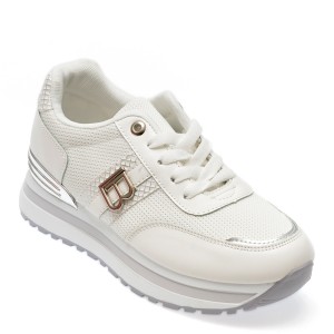 Pantofi sport LAURA BIAGIOTTI albi, 8415, din material textil si piele ecologica, dama