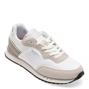 Pantofi sport PEPE JEANS albi, LS40004, din material textil, dama