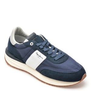 Pantofi sport PEPE JEANS bleumarin, BUSTER TAPE,  din material textil, barbat