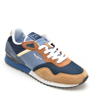 Pantofi sport PEPE JEANS bleumarin, LONDON CLASS,  din material textil, barbat